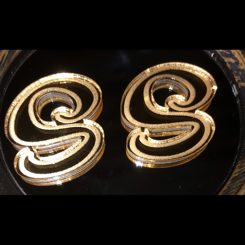 Chic Mirror Gold Plated Initial Earrings